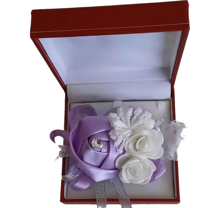 Lilac Flower With a Diamante Centre Wrist Corsage