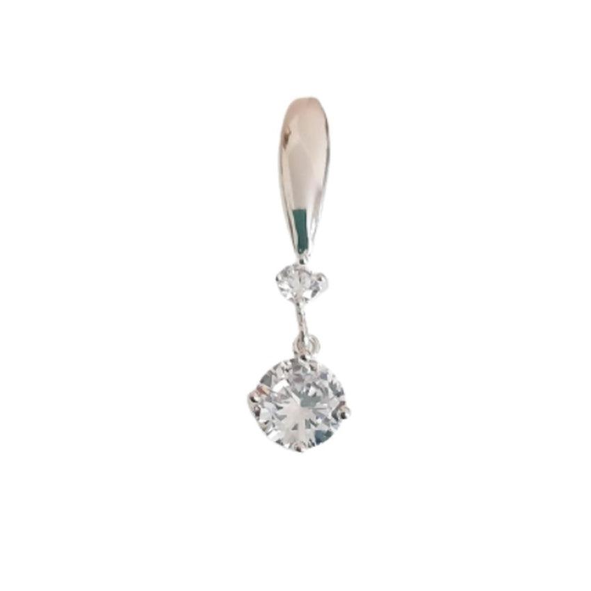 Long Drop Silver Pendant With a Cubic Zirconia Stone Dangle