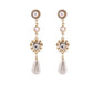 Long Heart And Pearl Clip On Earrings