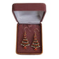 Long Red And Green Christmas Tree Earrings