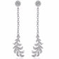 Long Dangly White Stone Cubic Zirconia Leaf Earrings