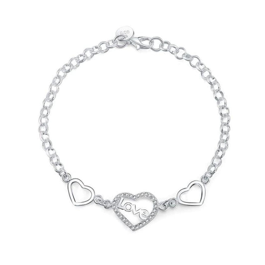 Love Centre Sterling Silver 8 Inch Bracelet