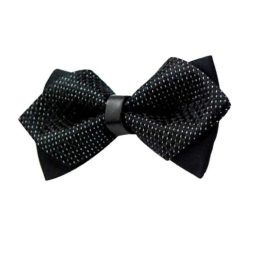Male Black Bow Tie With Small Silver Spots