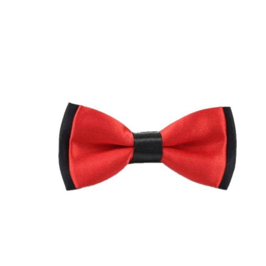 Mans Solid Block Colour Red And Black Bow Tie