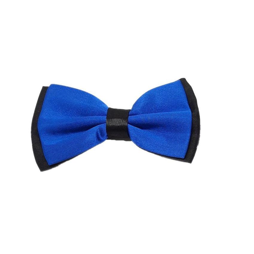 Mans Solid Block Colour Royal Blue And Black Bow Tie