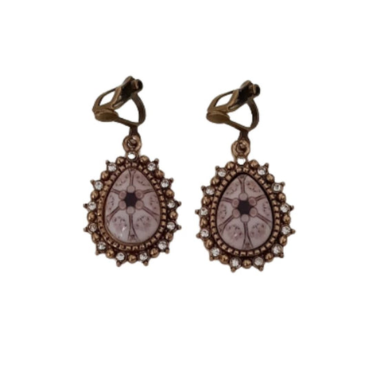 Marble Centre Pear Drop Clip On Earrings