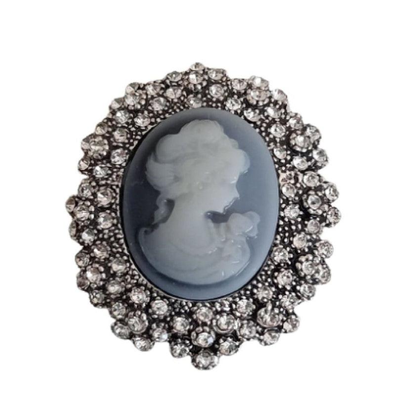 Marcasite Cameo Vintage Style Brooch