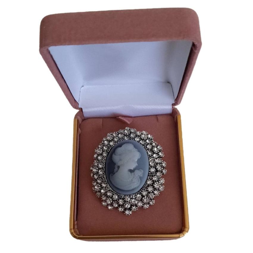 Marcasite Cameo Vintage Style Brooch