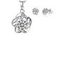 Matching White Cubic Zirconia Necklace And Earrings Flower Set