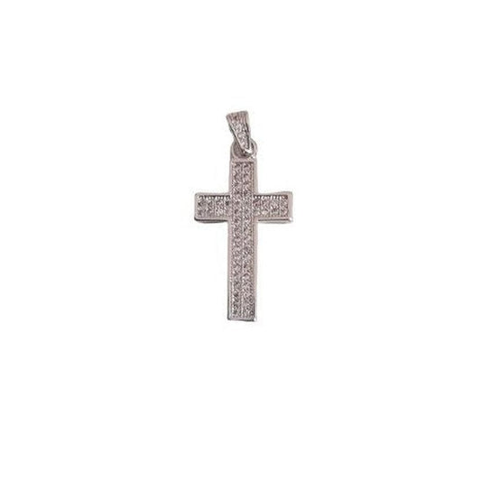 Medium Size 20mm Silver Zirconia Pave Set Cross