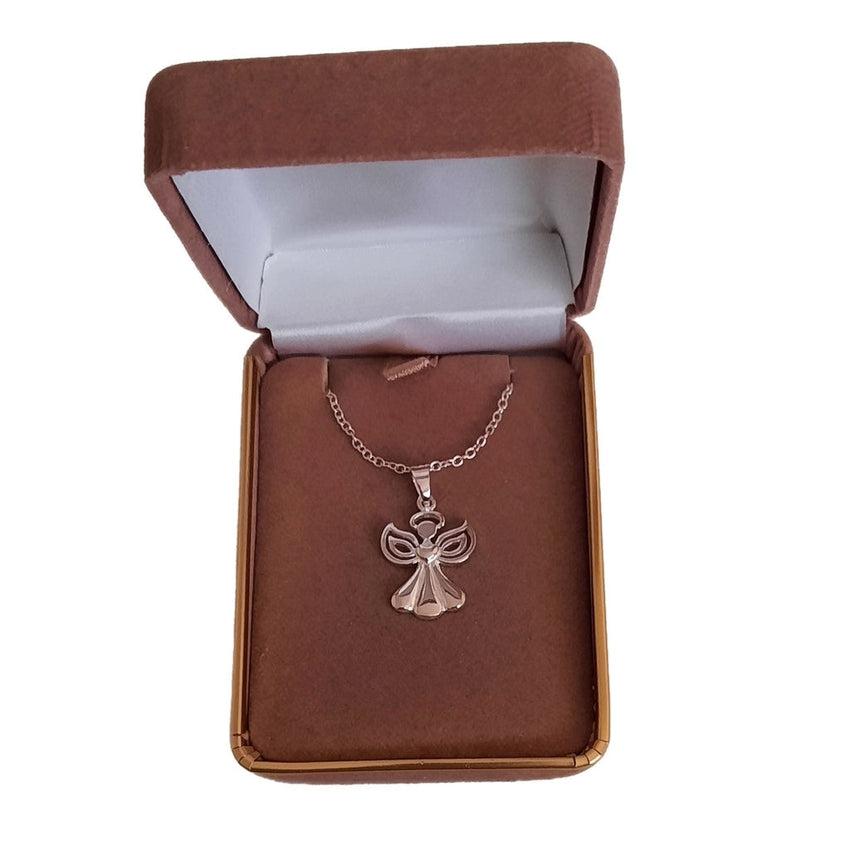 Medium Size Angel With a Heart Sterling Silver Pendant