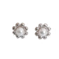 Medium Size Silver Petals With a Pearl Centre Flower Earrings