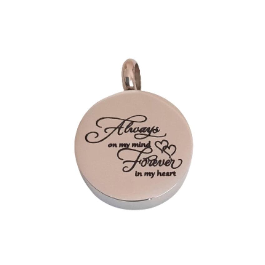 Memorial Cremation Ashes Pendant Always On My Mind