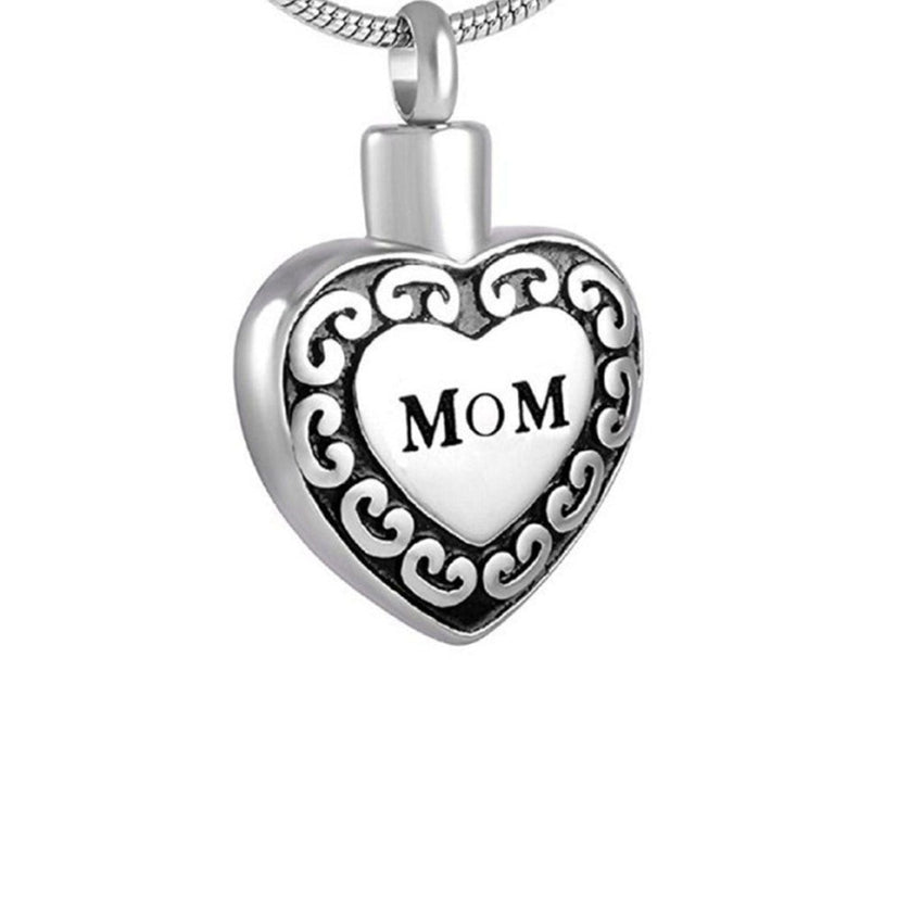 Mom Heart Shaped Cremation Ashes Locket