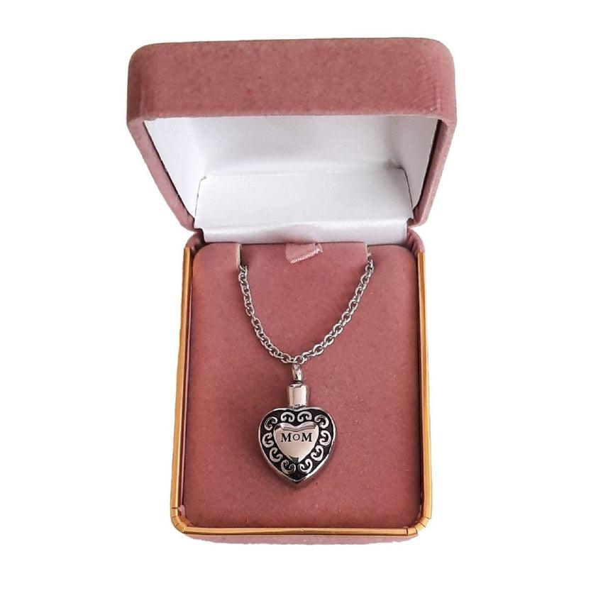 Mom Heart Shaped Cremation Ashes Locket