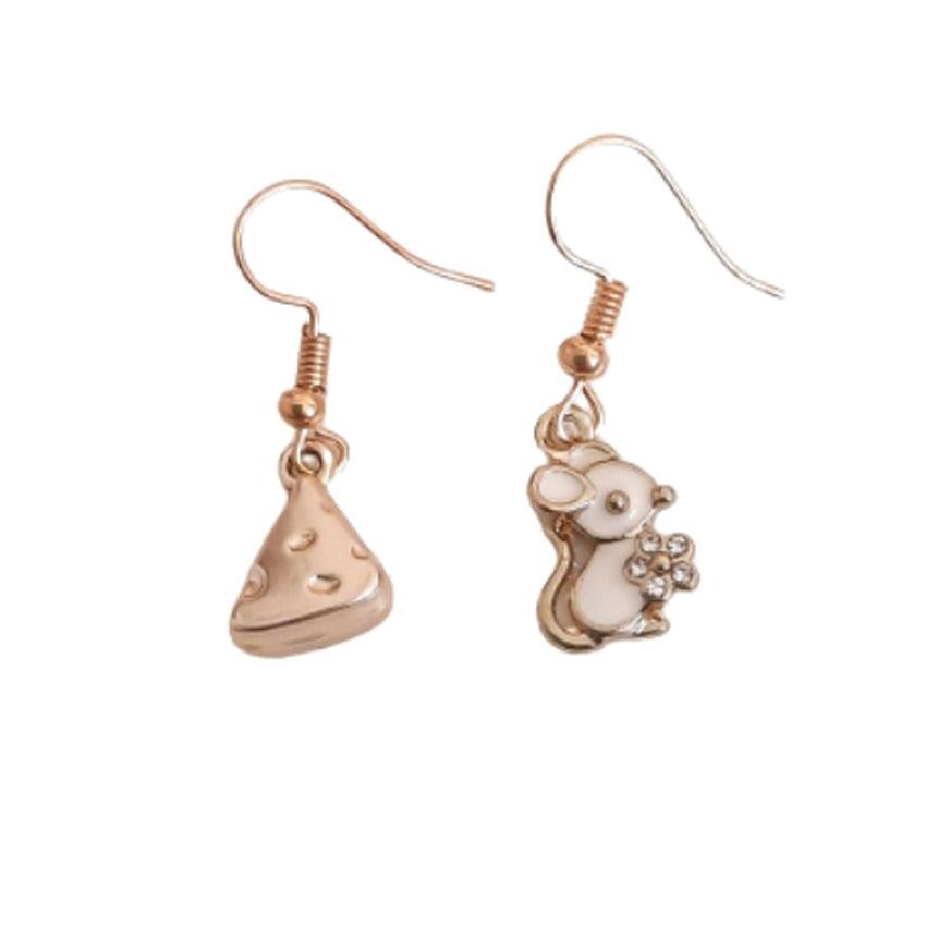 Mouse And Cheese Hook Drop Earrings