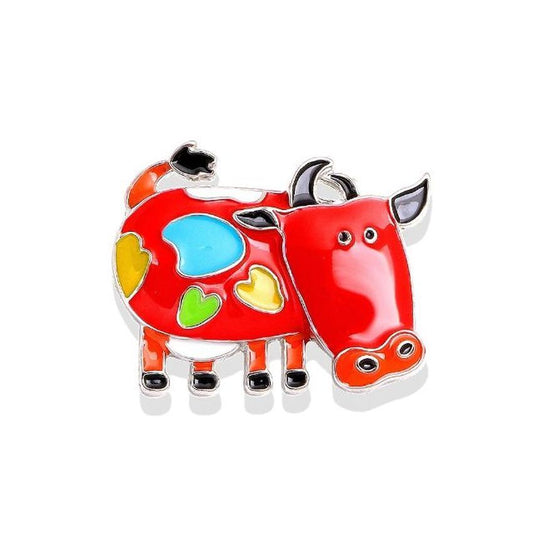Multi Colour Cow Brooch