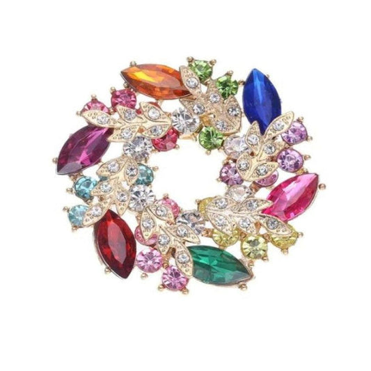 Multi Coloured Crystal Ladies Brooch