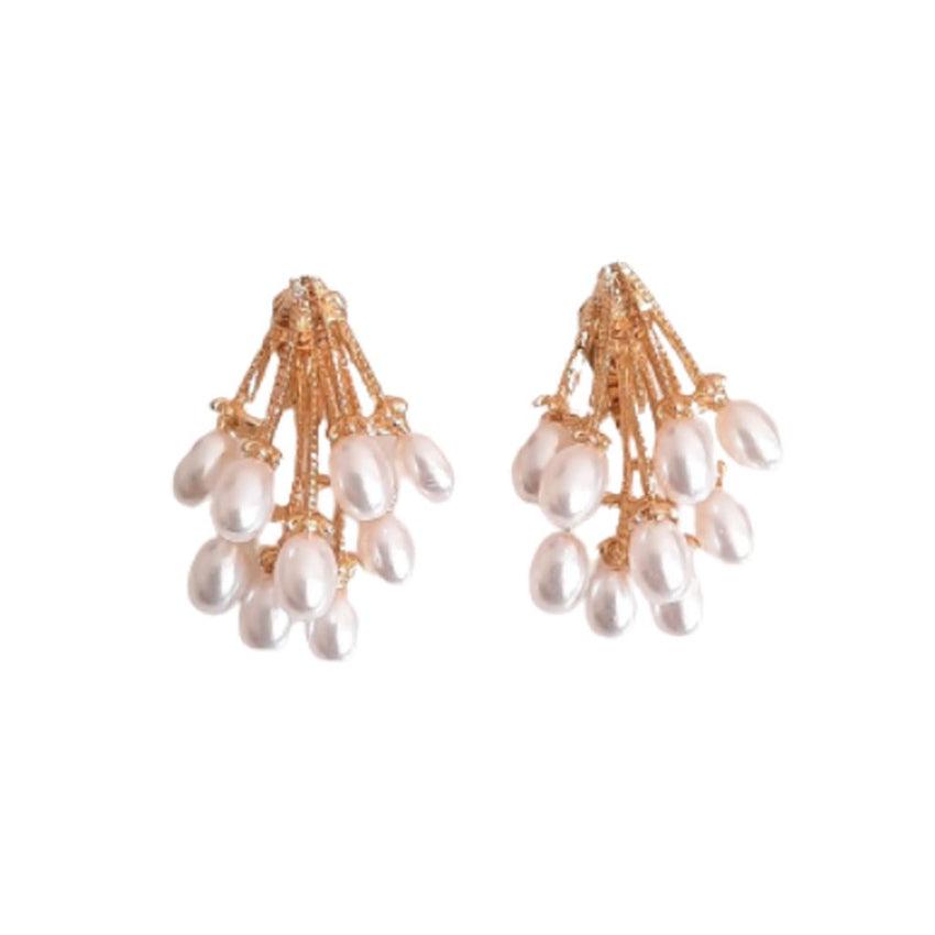 Multiple Pearl Drop Clip On Earrings
