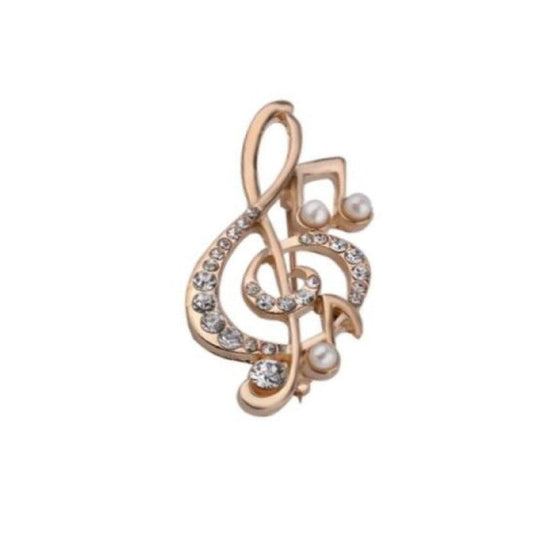 Music Note With Pearls Brooch