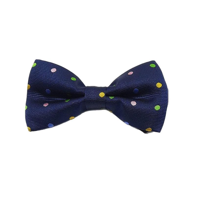 Navy Blue Bow Tie With Pastel Coloured Dots