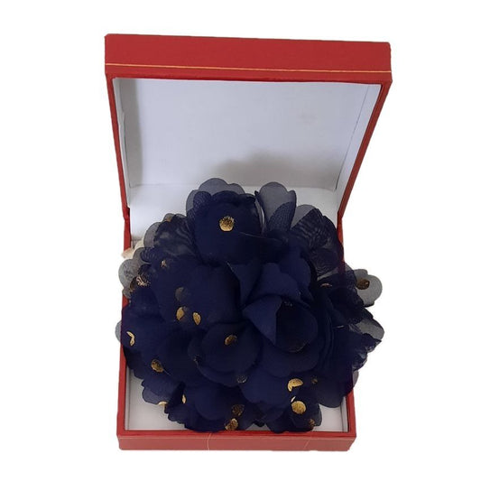 Navy Blue With Gold Flower Wrist Corsage