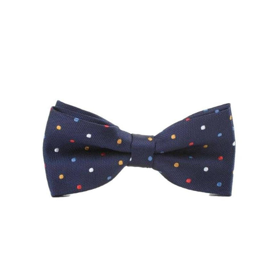 Navy Blue With Red Blue Yellow And White Spots Bow Tie