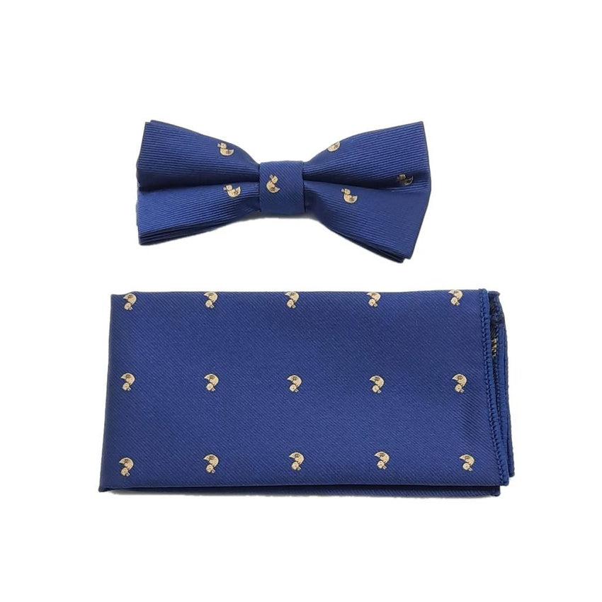 Navy With Ducks Boys Dicky Bow And Hanky Set
