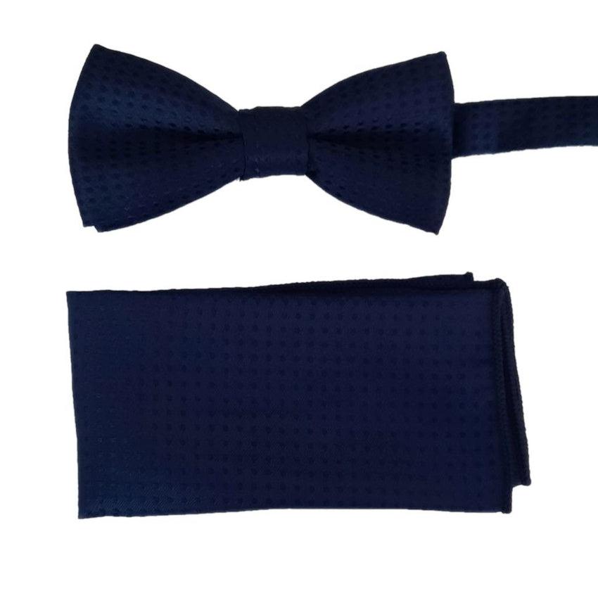 Navy With Navy Spots Boys Dickie Bow Set
