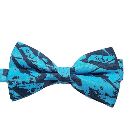 Navy And Teal Patterned Adjustable Bow Tie