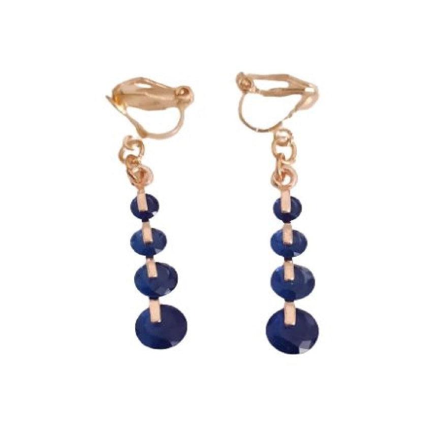 Navy Blue Drop Clip On Earrings