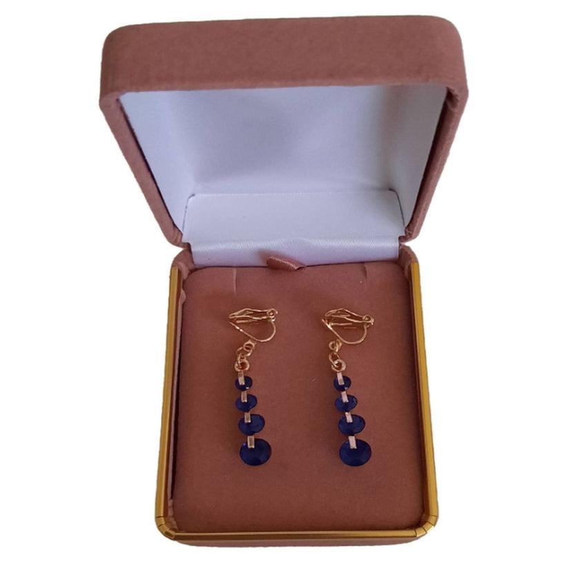 Navy Blue Drop Clip On Earrings