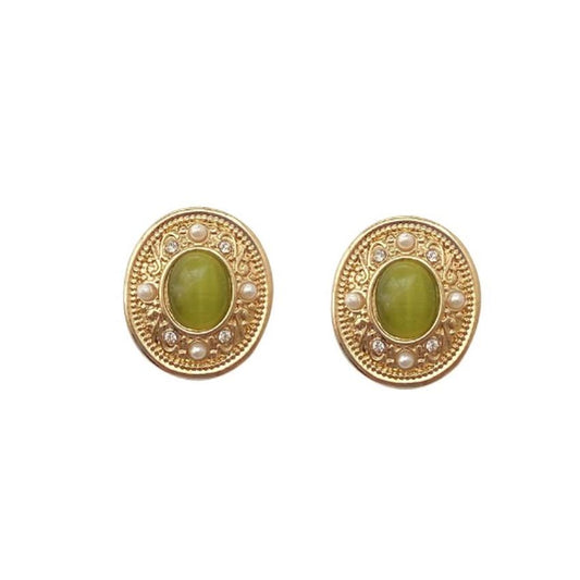 Olive Green Centre Clip On Earrings