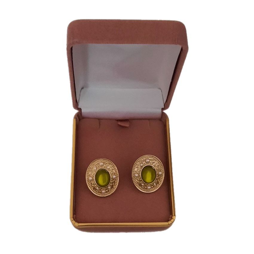 Olive Green Centre Clip On Earrings(2)
