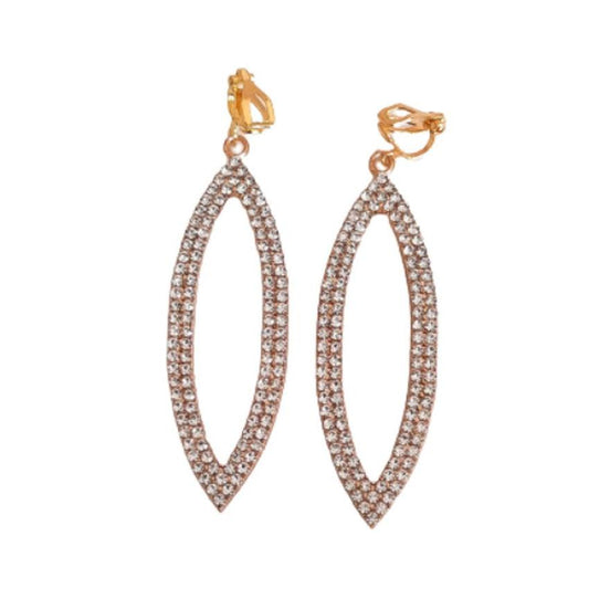 Open Bling Diamante And Gold Clip On Earrings