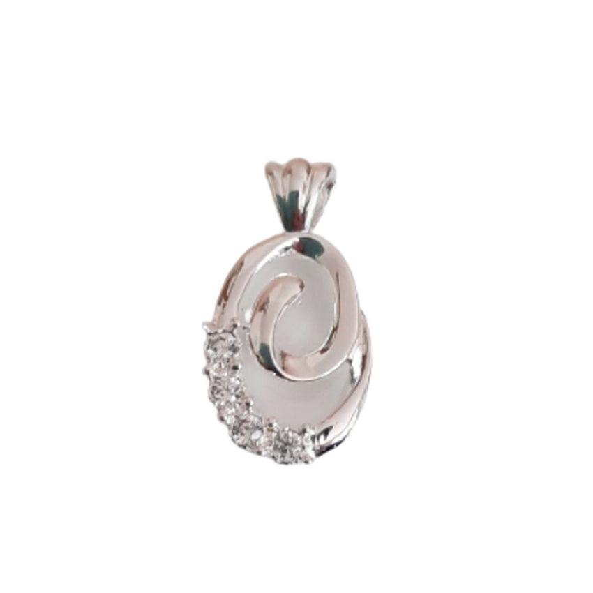 Open Cut Cubic Zirconia Inlaid Sterling Silver Oval Pendant