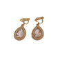 Open Edge Diamante Drop Gold Clip On Earrings