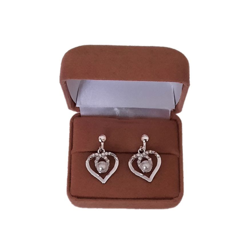 Open Heart Pearl Clip On Earrings(2)