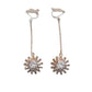 Open Rhinestone Flower Clip On Earrings