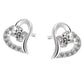 Open Heart Stone Set Silver Earrings