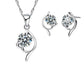 Open Loop Solitaire CZ Pendant And Earrings Matching Jewellery Set