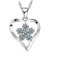 Open Silver Heart Pendant With a Cubic Zirconia Flower Centre Stone