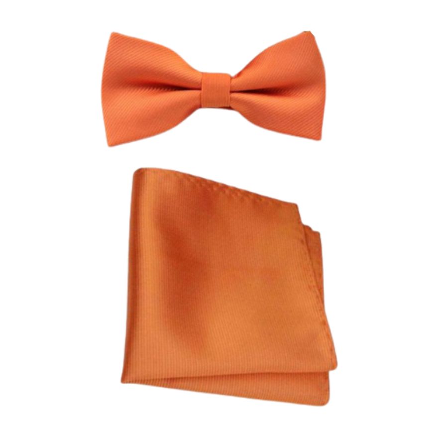 Orange Dickie Bow Tie And Hanky Set