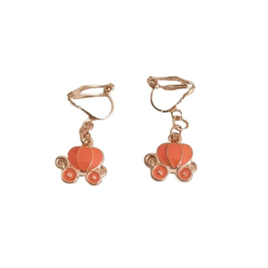 Orange Pumpkin Clip On Earrings