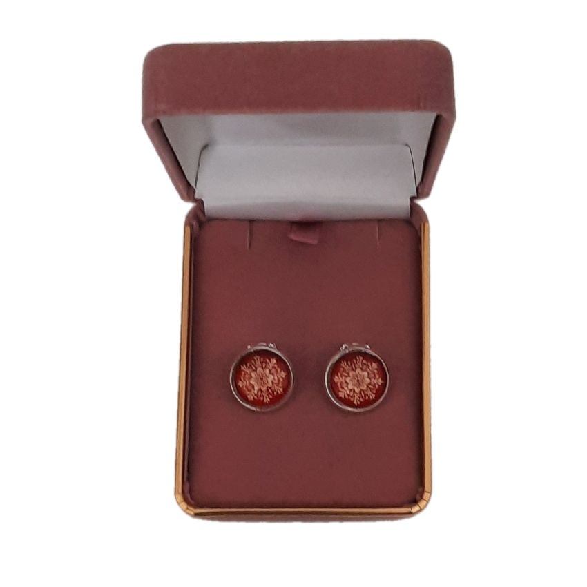 Orange Red Flower Clip On Earrings(2)