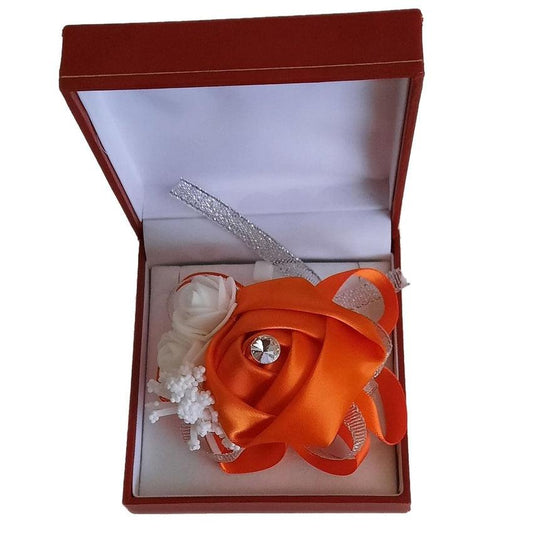 Orange Flower With a Diamante Centre Wrist Corsage