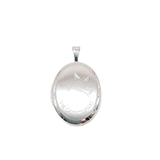Oval Sterling Silver Girls Chalice Engraved My First Communion Locket
