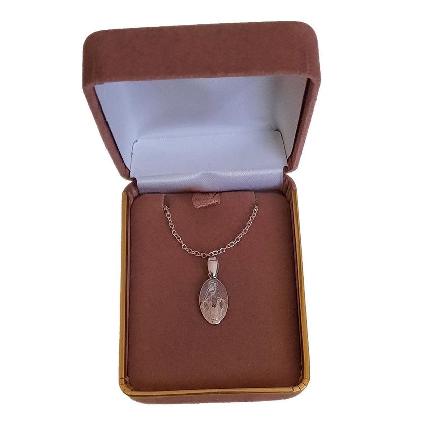 Oval Sterling Silver Miraculous Medal Pendant