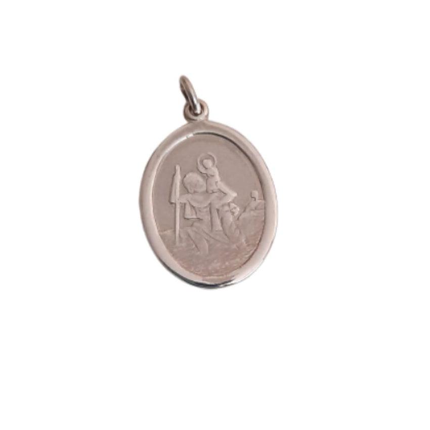 Oval Sterling Silver St Christopher Adults Pendant