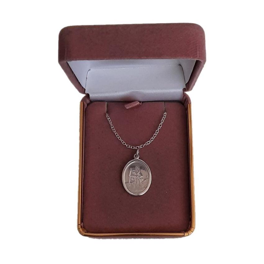 Oval Sterling Silver St Christopher Adults Pendant